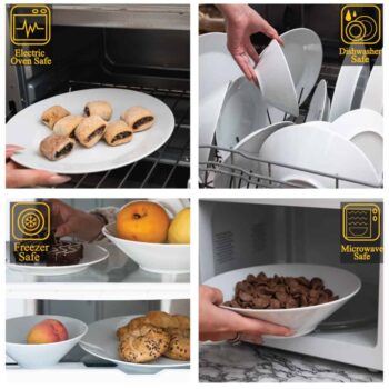 Set farfurii 24 piese, pentru 6 persoane, Snow, Cesiro, Portelan, Alb