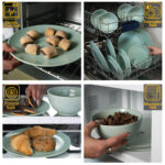 Set farfurii 12 piese, pentru 4 persoane, Peppermint, Cesiro, Verde Menta Mat cu puncte negre