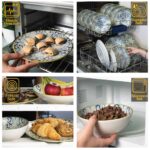 Set farfurii 16 piese, pentru 4 persoane, Marocco, Cesiro, Alb ivoire cu albastru