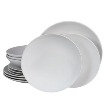Set farfurii 12 piese, pentru 4 persoane, Snow, Cesiro, Alb Mat Set farfurii 12 piese, pentru 4 persoane, Snow, Cesiro, Alb Mat