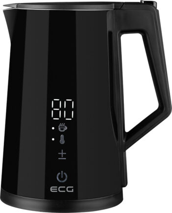 Cana electrica fierbator ECG RK 1893 Digitouch Black, 2200 W, 1,7 litri, pereti dubli, control tactil, negru