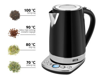 Cana electrica fierbator ETA Isabela 1587, 1,7 L, 2200 W, otel inoxidabil, control temperatura