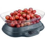 Cantar de bucatarie ECG KV 1120 SM, 5 Kg, functie TARA, precizie 1 g, bol gradat 1.2 L, Gri
