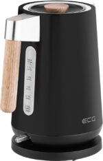 Fierbator electric ECG RK 1768 Strix Timber Black, 1.7 litri, 2200 W, otel inoxidabil si elemente din lemn