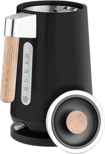 Fierbator electric ECG RK 1768 Strix Timber Black, 1.7 litri, 2200 W, otel inoxidabil si elemente din lemn