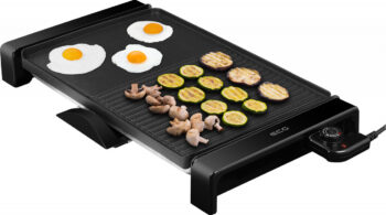 Gratar electric ECG EG 2011 Dual XL, 2000 W, termostat, combinatie de 2 suprafete de gratar diferite