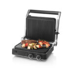 Gratar electric ETA GrilChef 5156, 2000 W, otel inoxidabil, deschidere la 180 de grade, 2 termostate