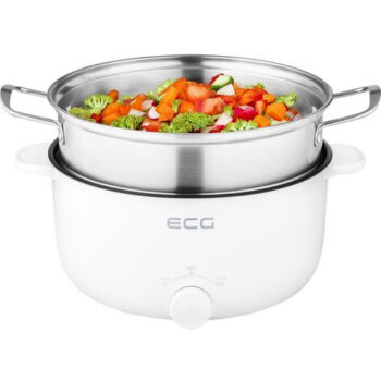 Oala electrica de gatit 2 in 1 ECG EH 1886 Double, 900 W, 3 litri, 0 -195°C, suprafata nonaderenta