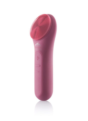 Perie de curatare faciala ETA Fenite 8353 90000, silicon, baterie Li-ion 3.7 V/ 800 mAh, functionare fara fir, vibratie si incalzire, roz