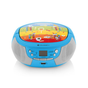 Radio CD pentru copii GoGEN DECKO B, 2 x 0,8 W, Bluetooth, karaoke, microfon, MP 3, USB, AUX in, albastru