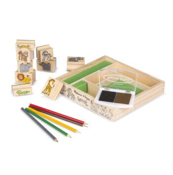 Set 9 stampile din lemn Safari - Melissa & Doug
