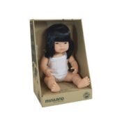 Papusa educationala 38 cm Fetita Asiatica purtatoare de Ochelari