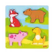 Puzzle tactil din lemn Atinge si descopera Animale