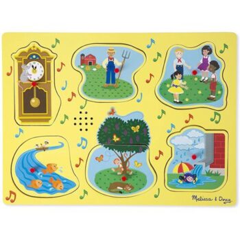 Puzzle de lemn cu sunete Cantecele copilariei Melissa & Doug Puzzle de lemn cu sunete Cantecele copilariei Melissa & Doug