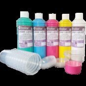 Creta lichida pentru asfalt 5 x 500 ml si 10 recipiente pentru pictura