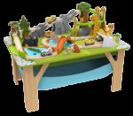 Circuit din lemn cu masinute si masa de joaca incluse Aventura Safari