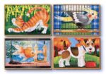 Set 4 puzzle lemn in cutie Animale de companie Melissa and Doug
