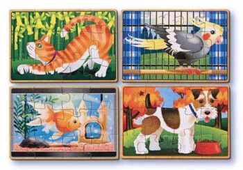 Set 4 puzzle lemn in cutie Animale de companie Melissa and Doug Set 4 puzzle lemn in cutie Animale de companie Melissa and Doug