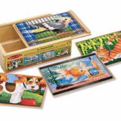 Set 4 puzzle lemn in cutie Animale de companie Melissa and Doug