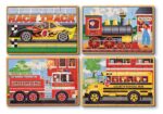 Set 4 puzzle lemn in cutie Vehicule Melissa and Doug