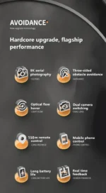 Dronă Uav Aerial High Definition Professional Automatic Camera Duală 8k de evitare a obstacolelor și control telecomandă pentru dronă de la distanță, pentru adulți și începători - Black Avoid Dual 8K