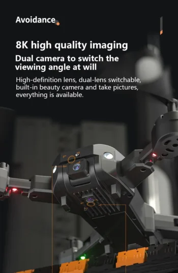 Dronă Uav Aerial High Definition Professional Automatic Camera Duală 8k de evitare a obstacolelor și control telecomandă pentru dronă de la distanță, pentru adulți și începători - Black Avoid Dual 8K