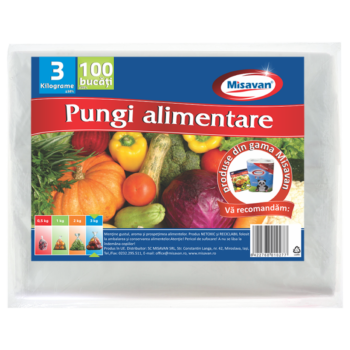 Pungi Alimentare 3Kg 100/Set Pungi Alimentare 3Kg 100/Set