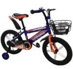 Bicicleta CARAIMAN 16BJV, Albastru-Portocaliu, 16 inch, Roti Ajutatoare, Aripi Roti si Cosulet