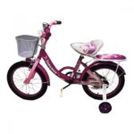 Bicicleta CARAIMAN 16G, Mov, Roti 16 inch, Pentru Varsta 6-10 ani, inclus cosulet, portbagaj, roti ajutatoare