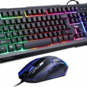 Andowl Q-803 Set Gaming Tastatură cu iluminare RGB & Mouse (Engleză US) GriCodul: 19121803