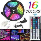 GlobalExpress Rezistentă la apă Bandă LED Alimentare 12V RGB Lungime 5m și 60 LED-uri pe Metru Set cu Telecomandă și Alimentare SMD5050Codul: 25523908