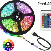 Bandă LED Alimentare USB (5V) RGB Lungime 2m și 30 LED-uri pe Metru cu TelecomandăCodul: 25833693