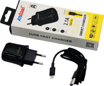 Andowl Încărcător cu 2 Porturi USB-A și Cablu Fulgerul Negruς (CX-15)Codul: 29188963