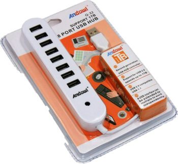 Andowl USB 2.0 Hub 8 Porturi cu conexiune USB-A și Port de încărcare AlbCodul: 29623752 Andowl USB 2.0 Hub 8 Porturi cu conexiune USB-A și Port de încărcare AlbCodul: 29623752