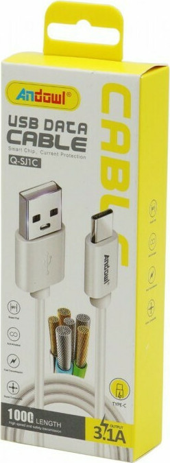 Andowl USB 2.0 Cable USB-C male - USB-A male White 1m (Q-SJ1C)Codul: 30164803 Andowl USB 2.0 Cable USB-C male - USB-A male White 1m (Q-SJ1C)Codul: 30164803