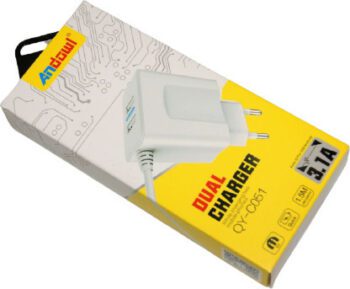 Andowl Încărcător cu 2 Porturi USB-A și Cablu Fulgerul Albς (QY-C051)Codul: 30770809