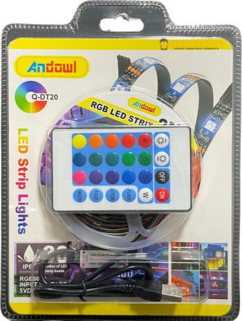 Andowl Bandă LED Alimentare USB (5V) RGB Lungime 2m Set cu Telecomandă și Alimentare SMD5050Codul: 31967124 Andowl Bandă LED Alimentare USB (5V) RGB Lungime 2m Set cu Telecomandă și Alimentare SMD5050Codul: 31967124