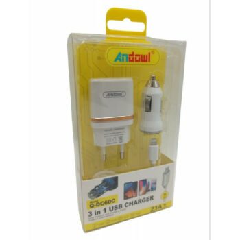 Andowl Set Auto și Priză cu Port USB-A și Cablu Fulgerul Albς (Q-DC60C)Codul: 35144048 Andowl Set Auto și Priză cu Port USB-A și Cablu Fulgerul Albς (Q-DC60C)Codul: 35144048
