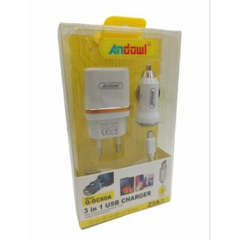 Andowl Set Auto și Priză cu Port USB-A și Cablu micro USB Albς (Q-DC60A)Codul: 35144130