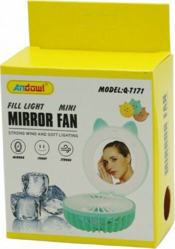 Andowl Q-T171 Ventilator USB Reîncărcabil 500mAh cu Iluminare Φορητό Καθρεφτάκι LED με Ενσωματωμένο Ανεμιστήρα GalbenCodul: 37204508