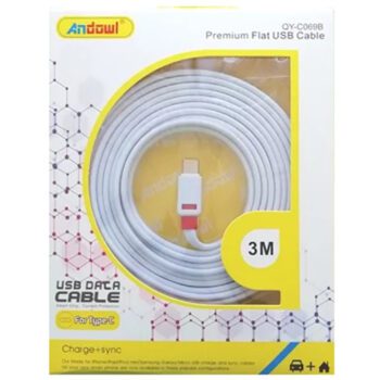 Andowl QY-C069C Flat USB 3.0 Cable USB-C male - USB-A male White 3mCodul: 37295700