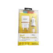 Andowl Set Auto și Priză cu Port USB-A și Cablu USB-C Albς (SDV-18)Codul: 27107538