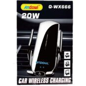 Andowl Βază de Telefon Auto cu cârlige reglabile și Încărcare Wireless NeagrăCodul: 45258476
