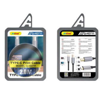 Andowl USB 2.0 Cable USB-C male - USB-B Black 2m (Q-HD711)Codul: 46560257