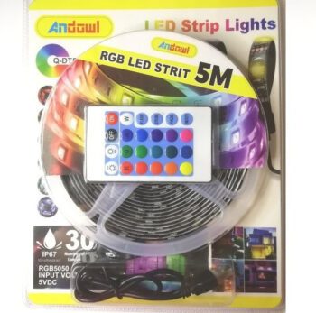 Andowl Rezistentă la apă Bandă LED RGB Lungime 5m cu Telecomandă SMD5050Codul: 55505060
